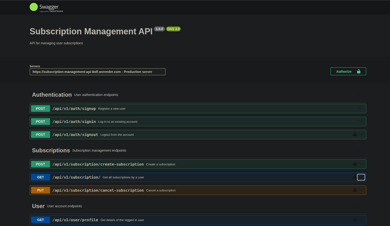 Subscription Management API